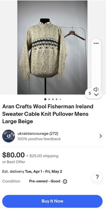 Pulover tricot Aran Crafts Celtic Jacquard 100% lână Irlanda nr 56 XXL