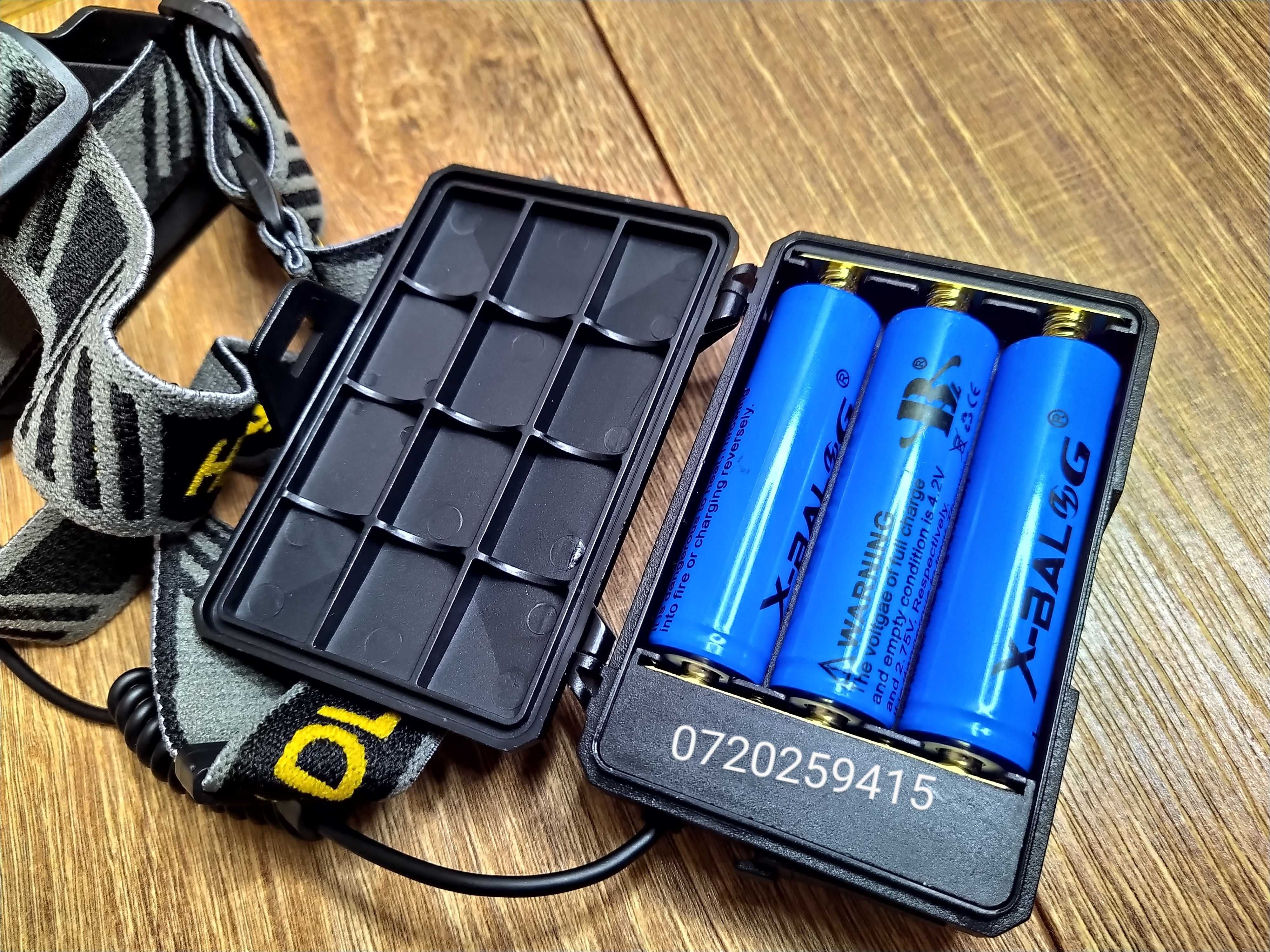 Lanterna Frontala Puternica cu LED dublu tip laser, senzor miscare