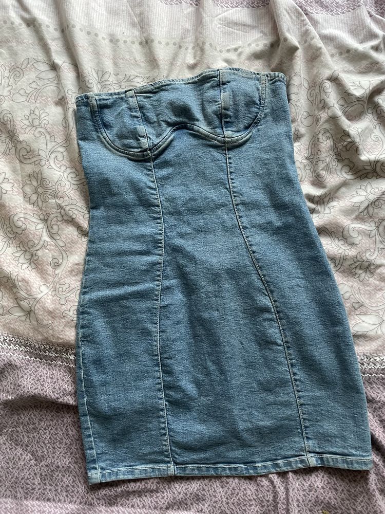 Дънкова къса рокля Bershka
