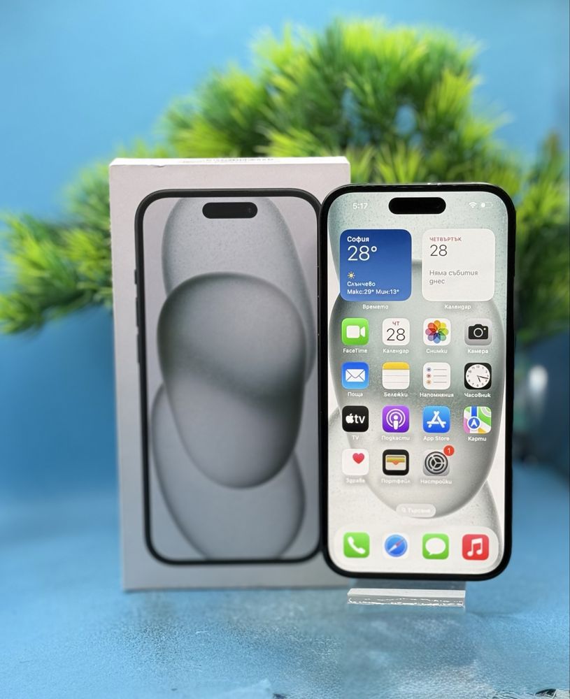 ГАРАНЦИОНЕН!!! Apple iPhone 15, 128GB, 5G, Black