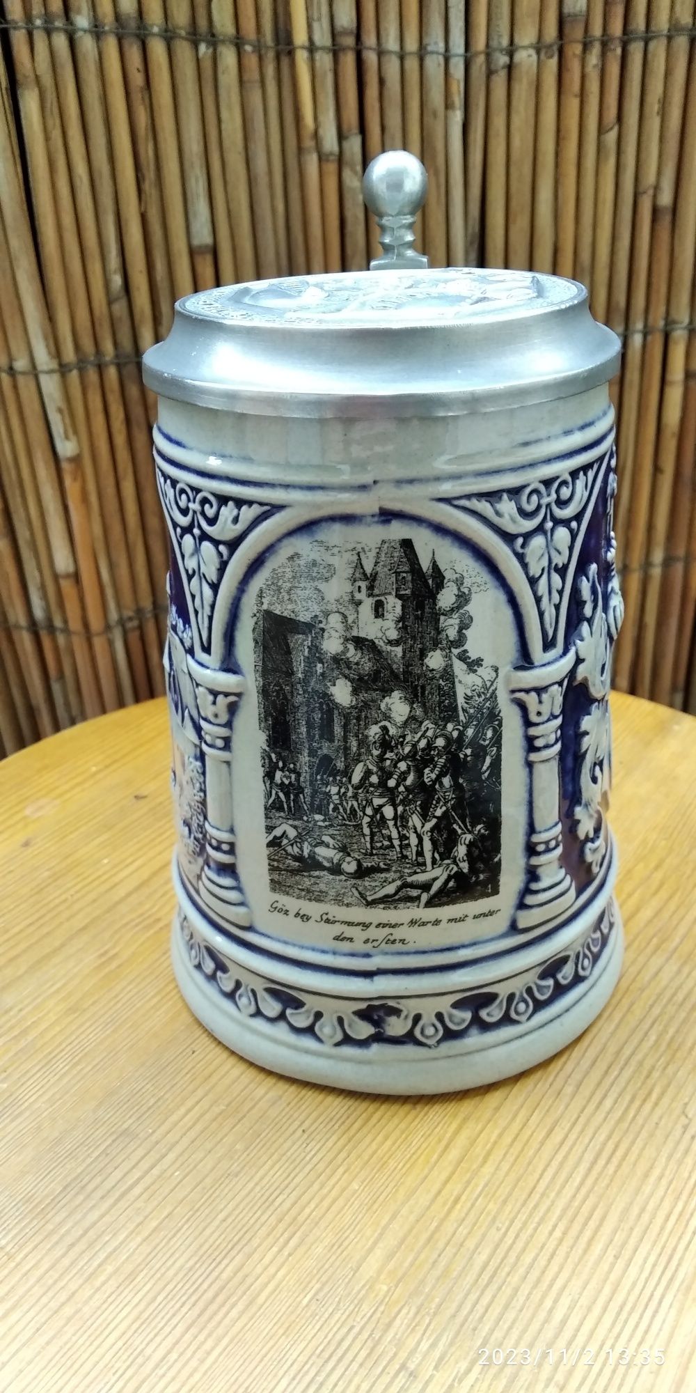 Halbă bere cu capac,halba bere ceramica cu capac, vintage