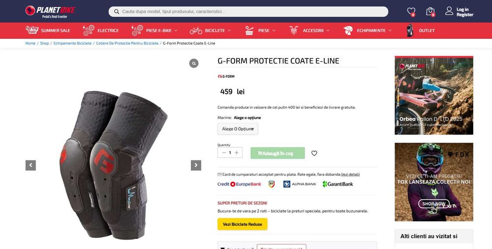 G-Form Protectie Coate E-line, Size XL, REDUS de la 460ROn