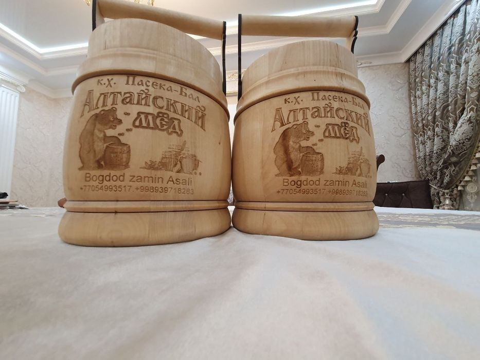 Asalli bochkalar 5kg altay tog'lari asali bilan