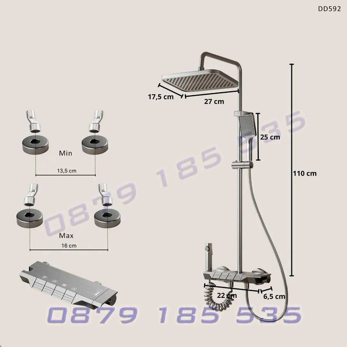 Луксозна душ колона душ система пиано бутони титаниум алуминий баня