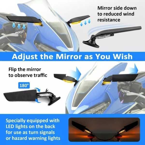 oglinzi moto led wing wind subtiri pliabile aerodinamice medii/mari