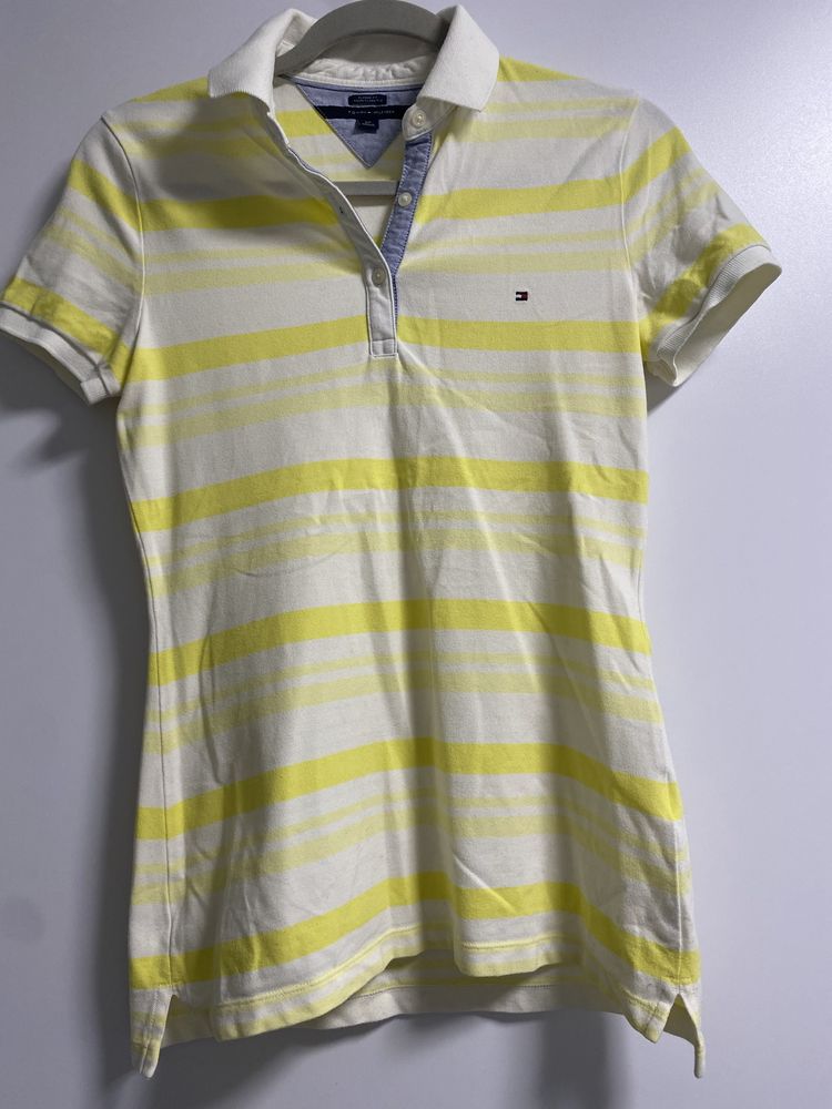 Tricou galben/alb Tommy Hilfiger - marime S