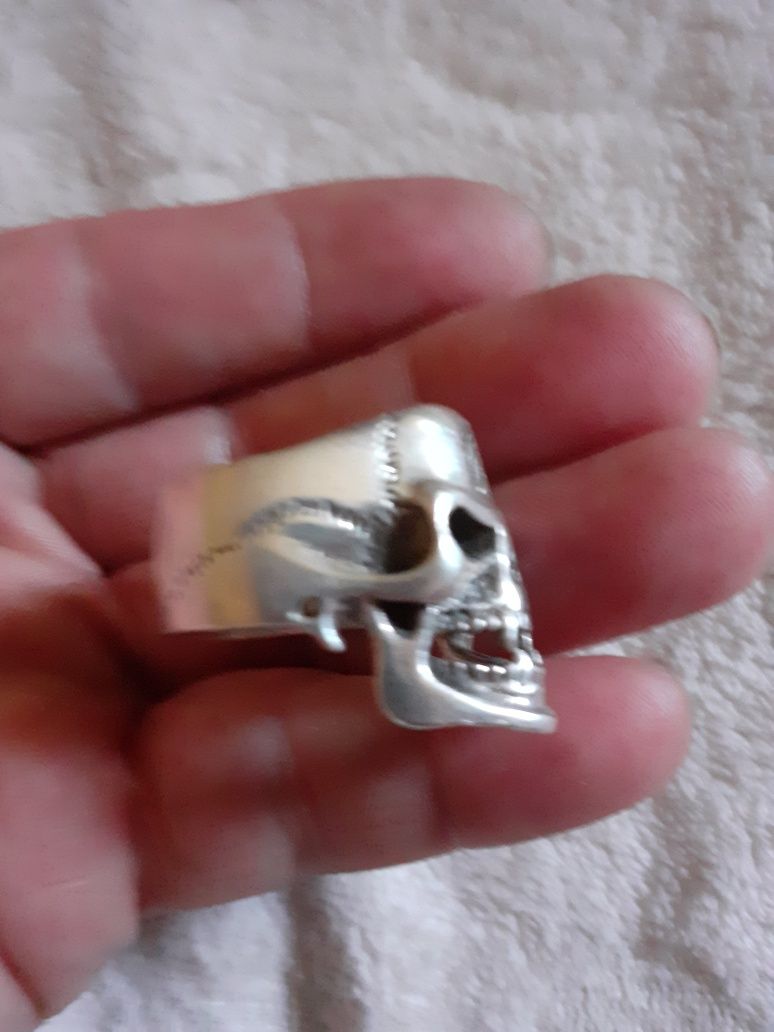 Inel,ghiul argint masiv,craniu SS/bărbați/925