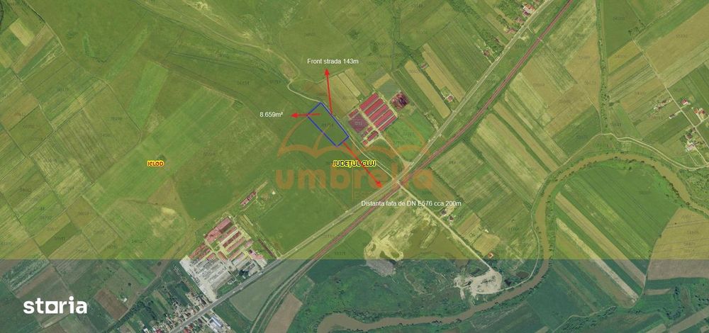 Teren de vanzare in Iclod  8.659m²  DN1