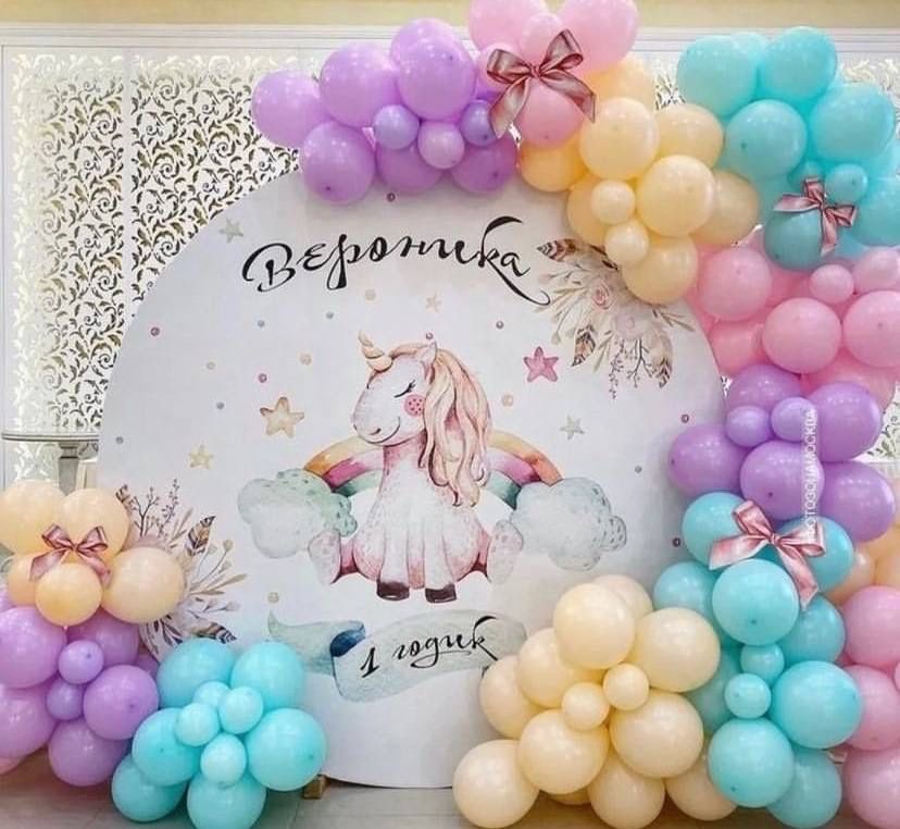 Фотозоны, оформление шарами, баннер на день рождения