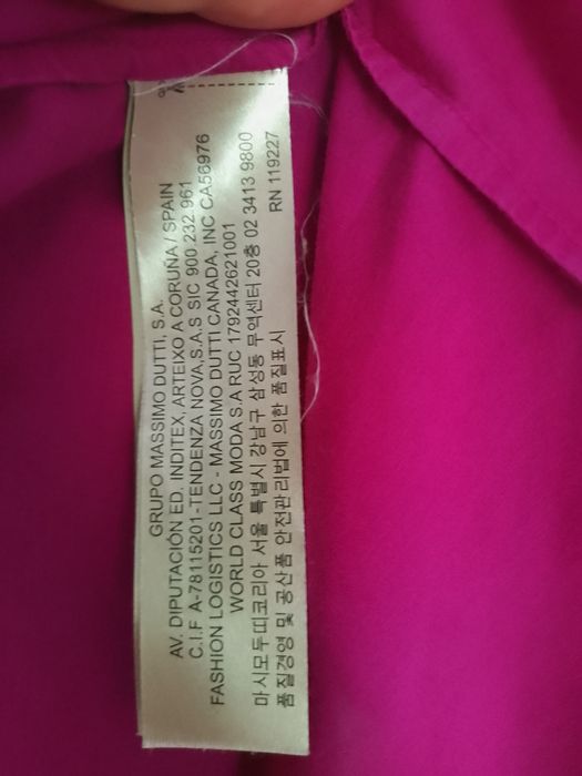 Cămașă damă fuchsia ,deosebită marca Massimo Dutti calitativă