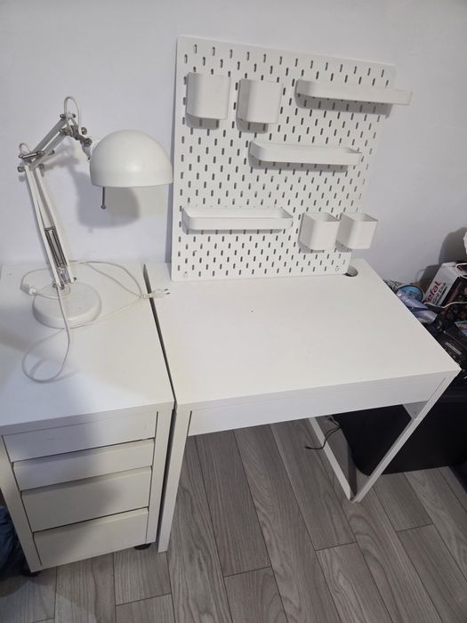 Birou +corp sertare alb Ikea