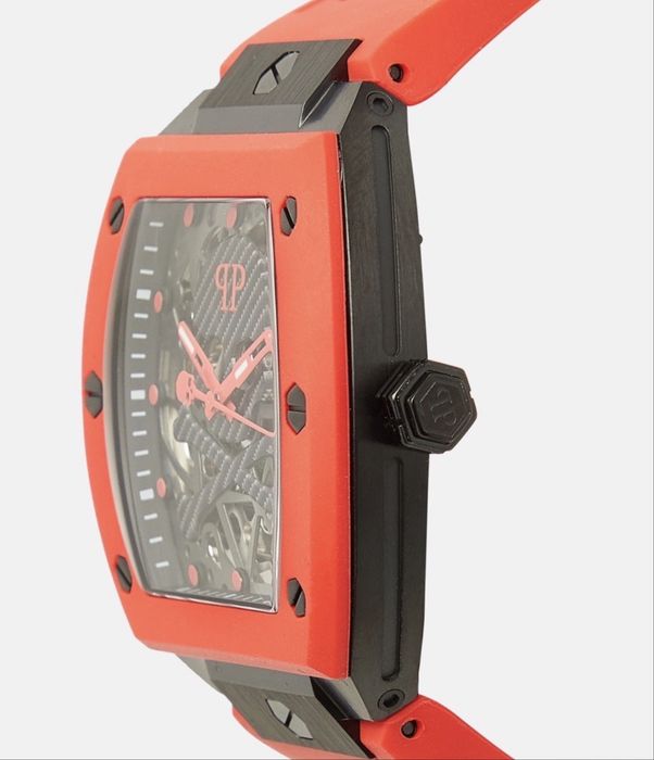 Philipp Plein „The Skeleton Sport Master” (Red Silicone Strap)