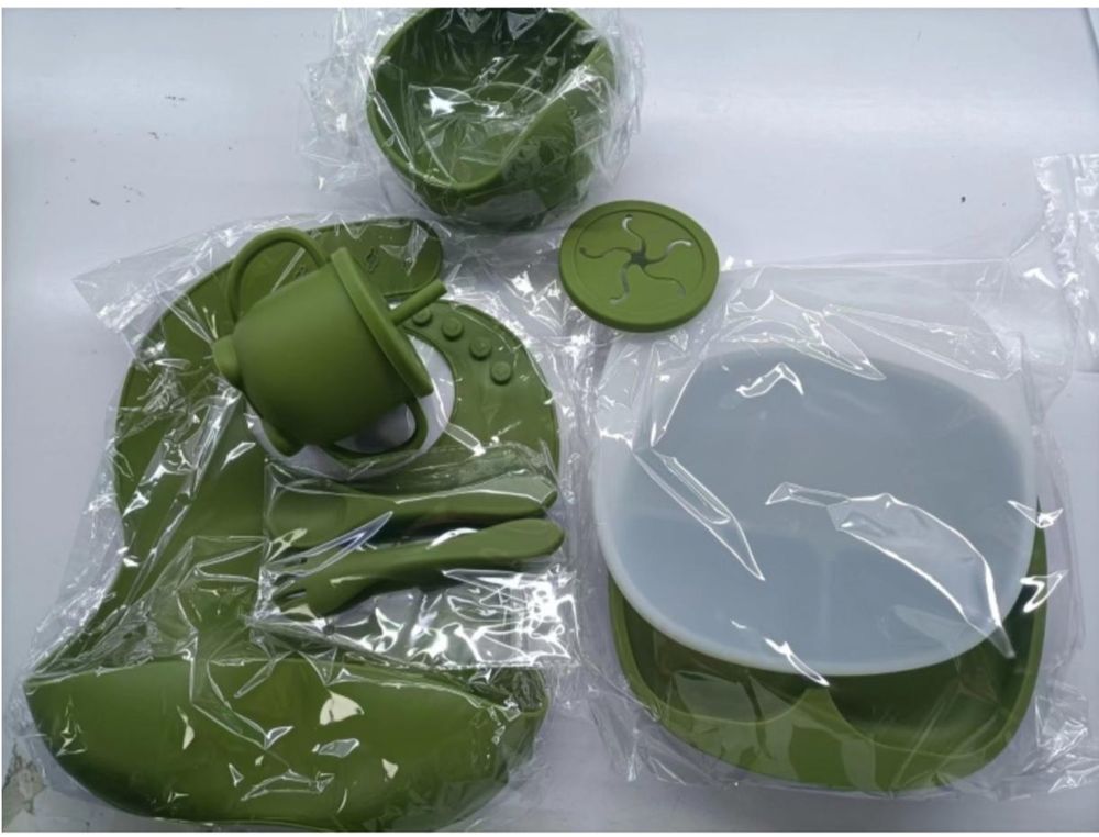 Набор детских посуд, детская силиконовая посуда 100% пищевого силикона