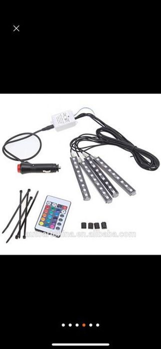 Kit 4 benzi LED lumina ambientala auto RGB cu telecomanda