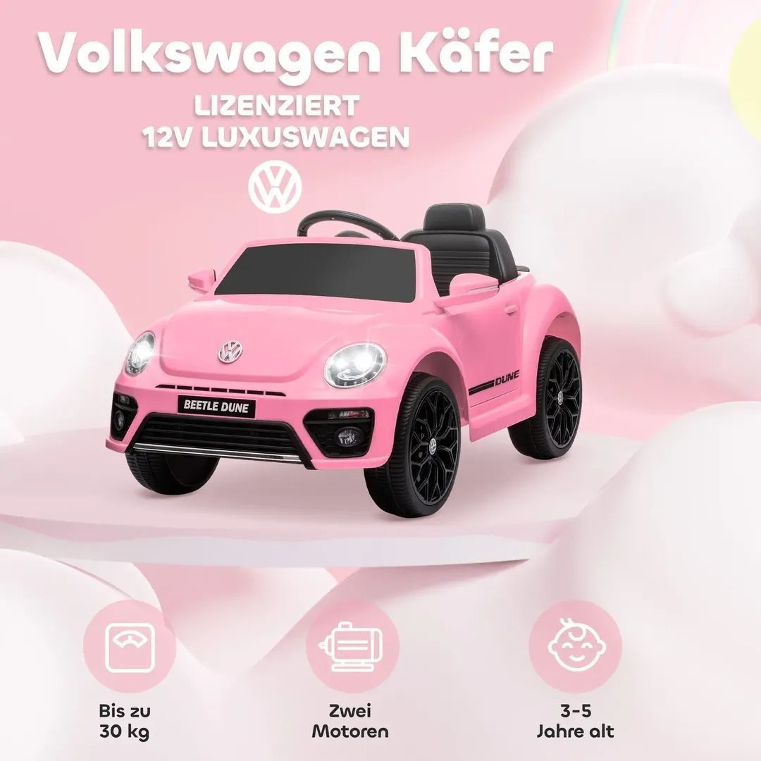 AIYAPLAY Акумулаторна количка, VW Beetle, 3-5 км/ч, с дистанционно упр