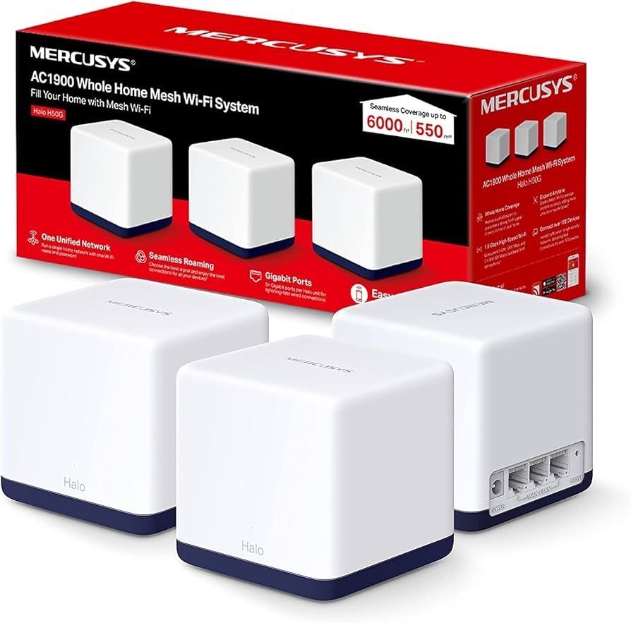 Router Wi-Fi Mesh Mercusys Halo H50G(3-pack), AC1900, Full Gigabit