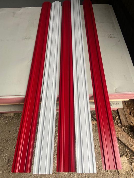 Șipcă Metalică Gard Fațadă Roșie și Maro Ciocolatiu