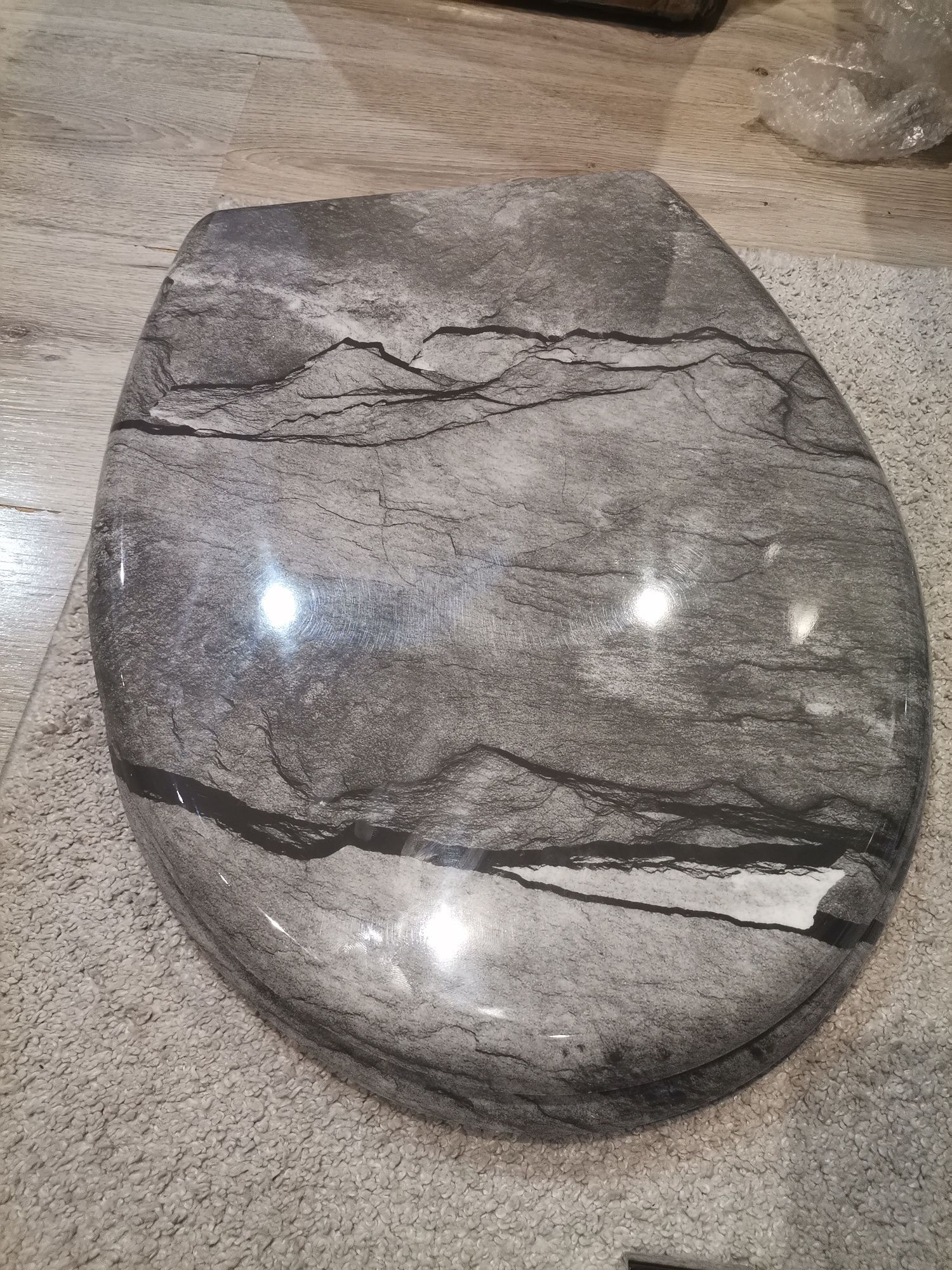 Тоалетен капак, Duroplast GREYSTONE, Антибактериален, Бавно затваряне