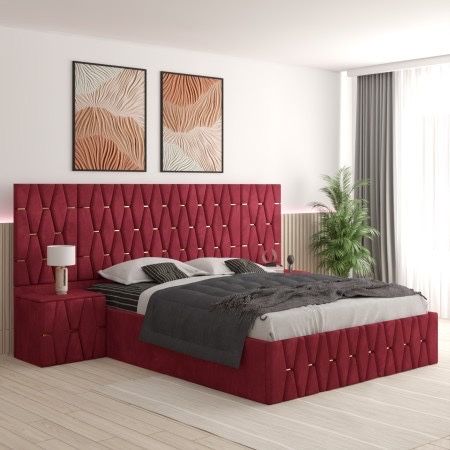 Pat Tapitat Cu Noptiere Tapitate Si Extensii