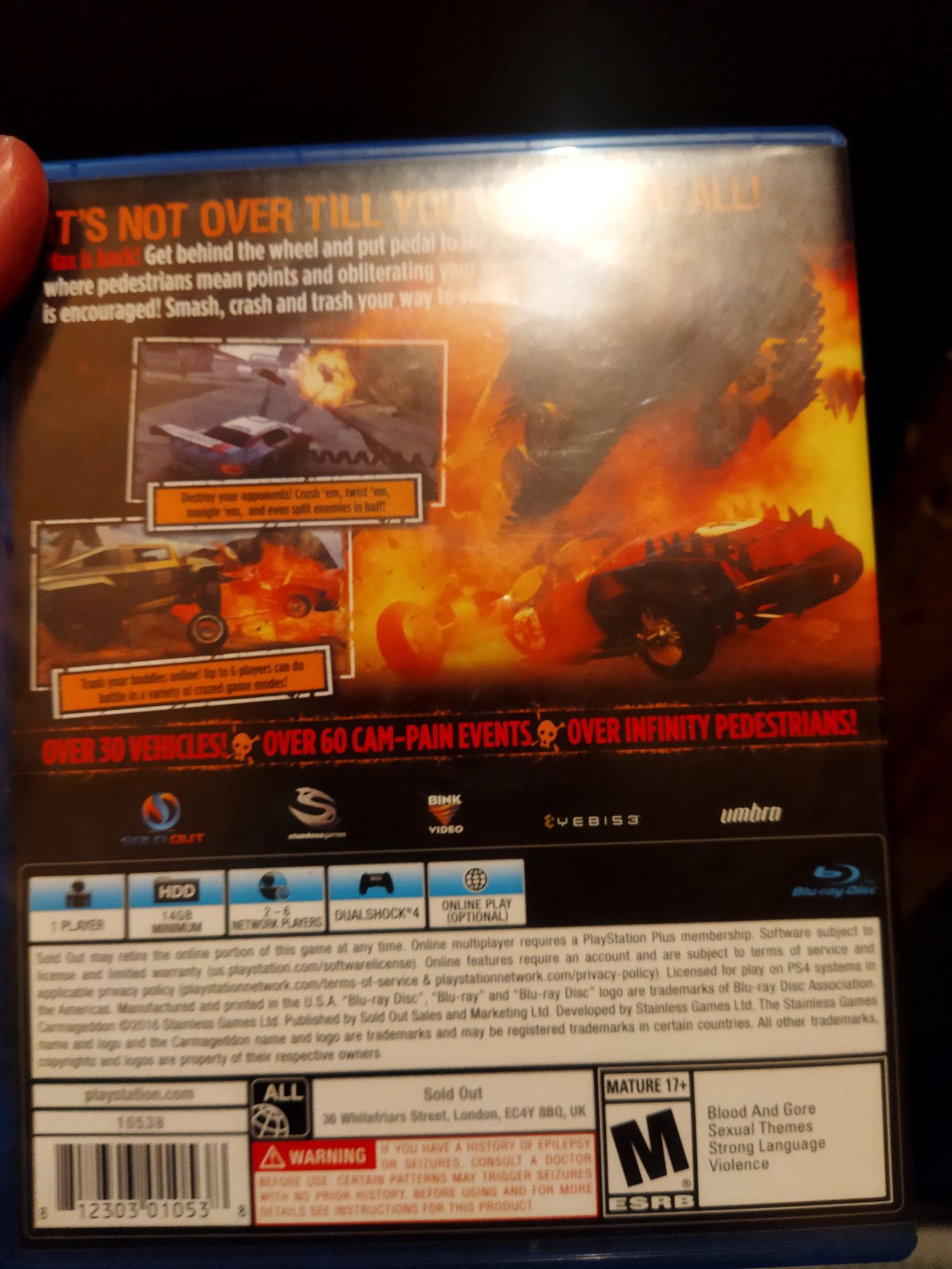 Продам игру Carmageddon пс 4,редкий диск