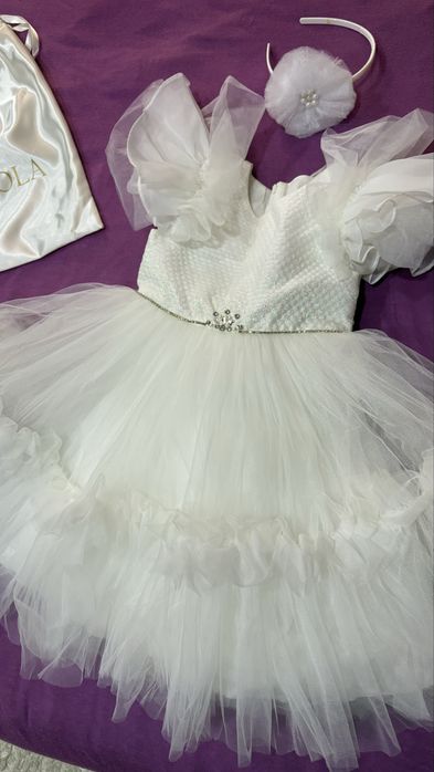 Детска официална бяла рокля Radapola