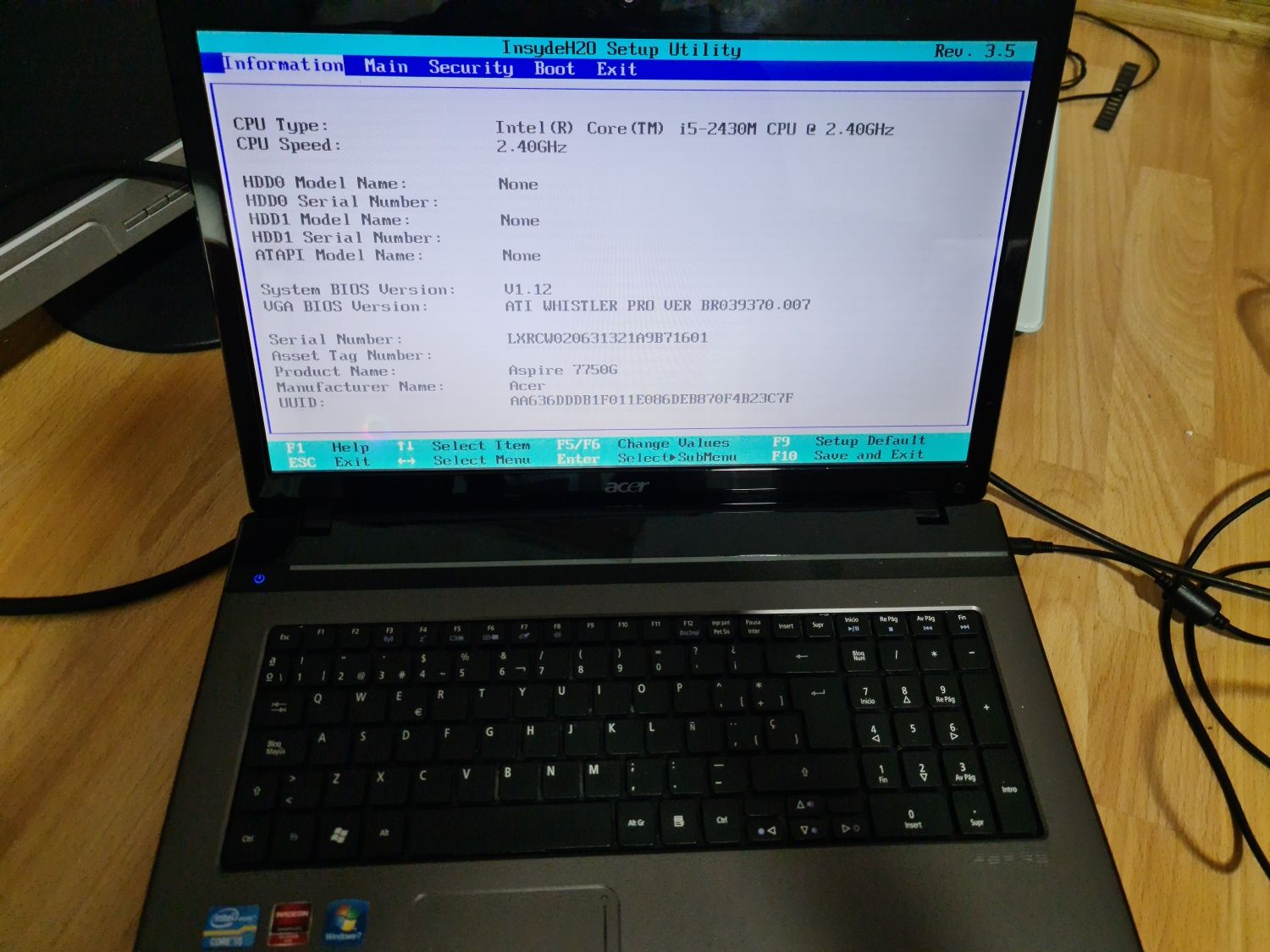 Laptop Acer 7750G I7