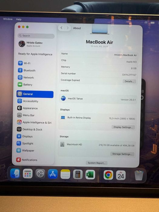 Ултрабук APPLE MacBook Air М3 - 15,3"