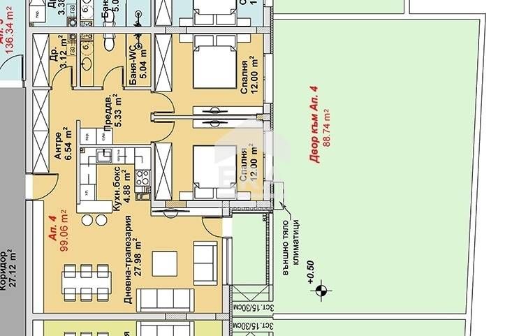 Партерен тристаен апартамент в луксозна сграда в  м - т Гърдова глава