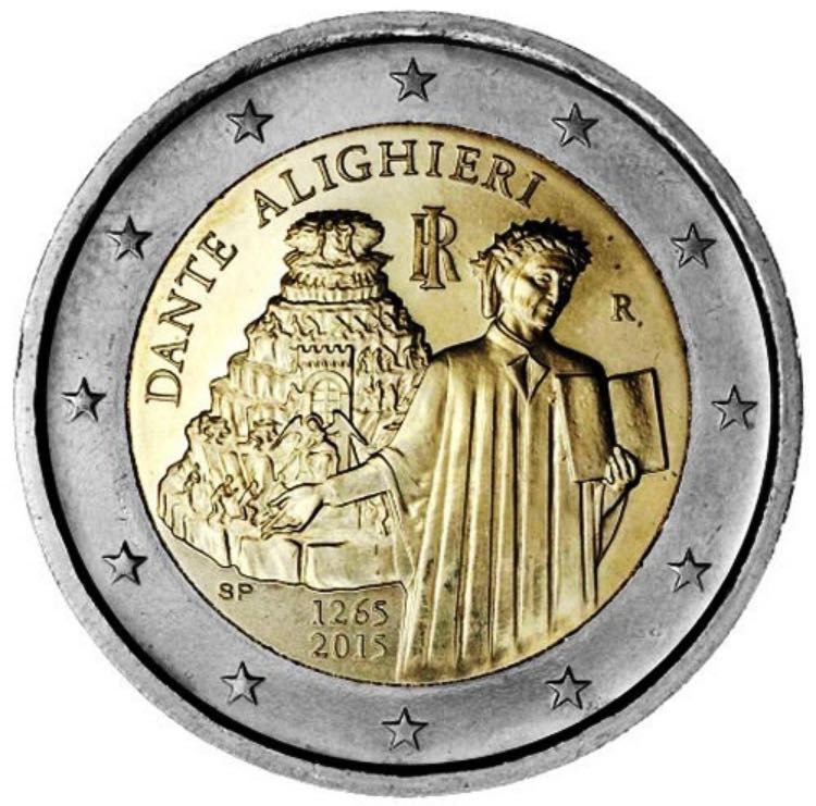Данте Алигиери, 2 евро, 2015