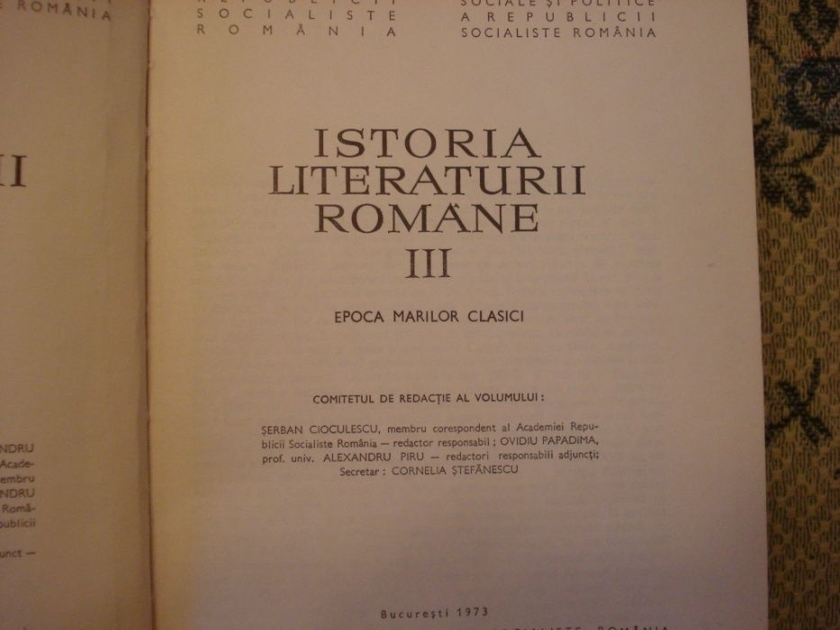 Istoria literaturii române, Vol. 3 -- de S.Cioculescu