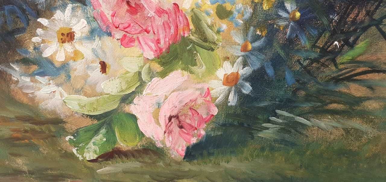 Tablou vechi - buchet flori - semnat E. Muller Stancescu