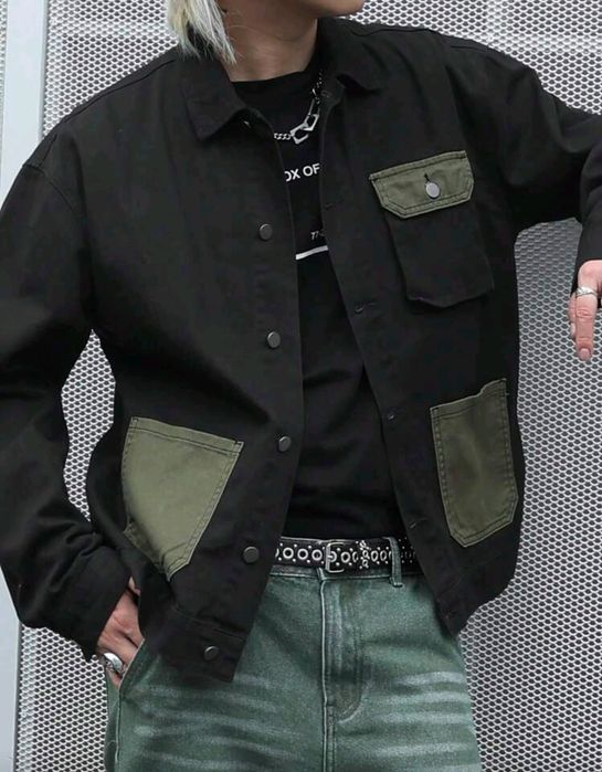 Нови дънкови якета риза череп Harajuku Style деним овърсайз памук Хл