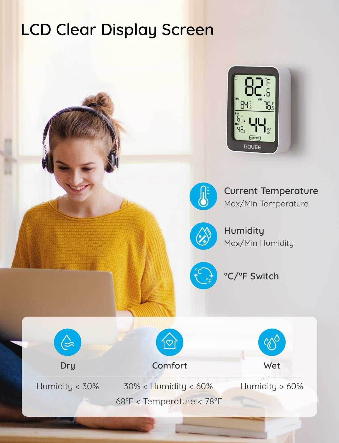 Bluetooth цифров хигрометър , термометър Govee