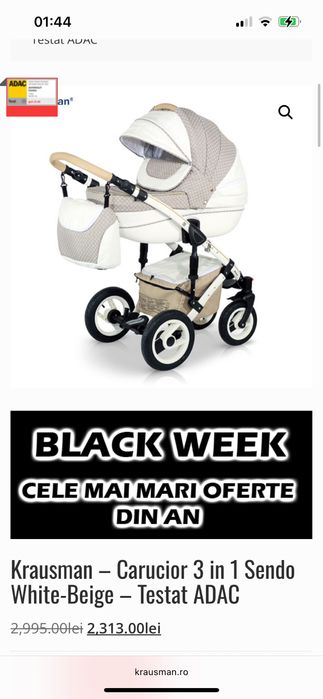 Krausman – Carucior 3 in 1 Sendo White-Beige