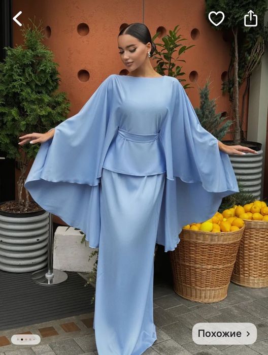 ПРОДАМ ПЛАТЬЕ, голубое атласное идеально подойдет для мероприятии