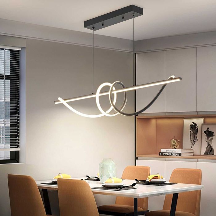 Mikeru 120см черна спираловидна LED висяща лампа димируема