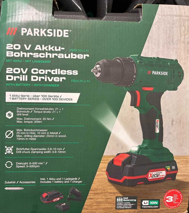 Parkside - Акумулаторна бормашина 20V