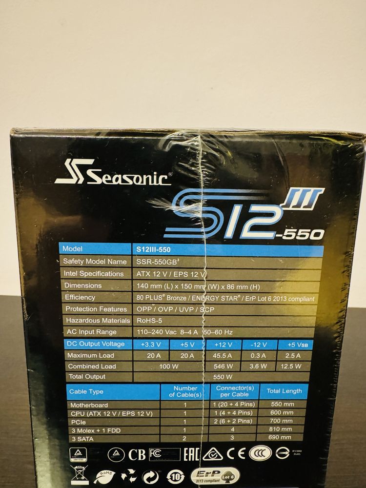 Sursa Seasonic S12III SERIES, 550W, Sigilata