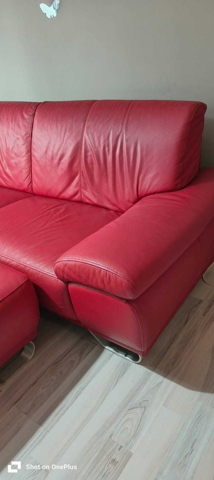 canapea piele ecologică  (canapea 3p + 2 piese )