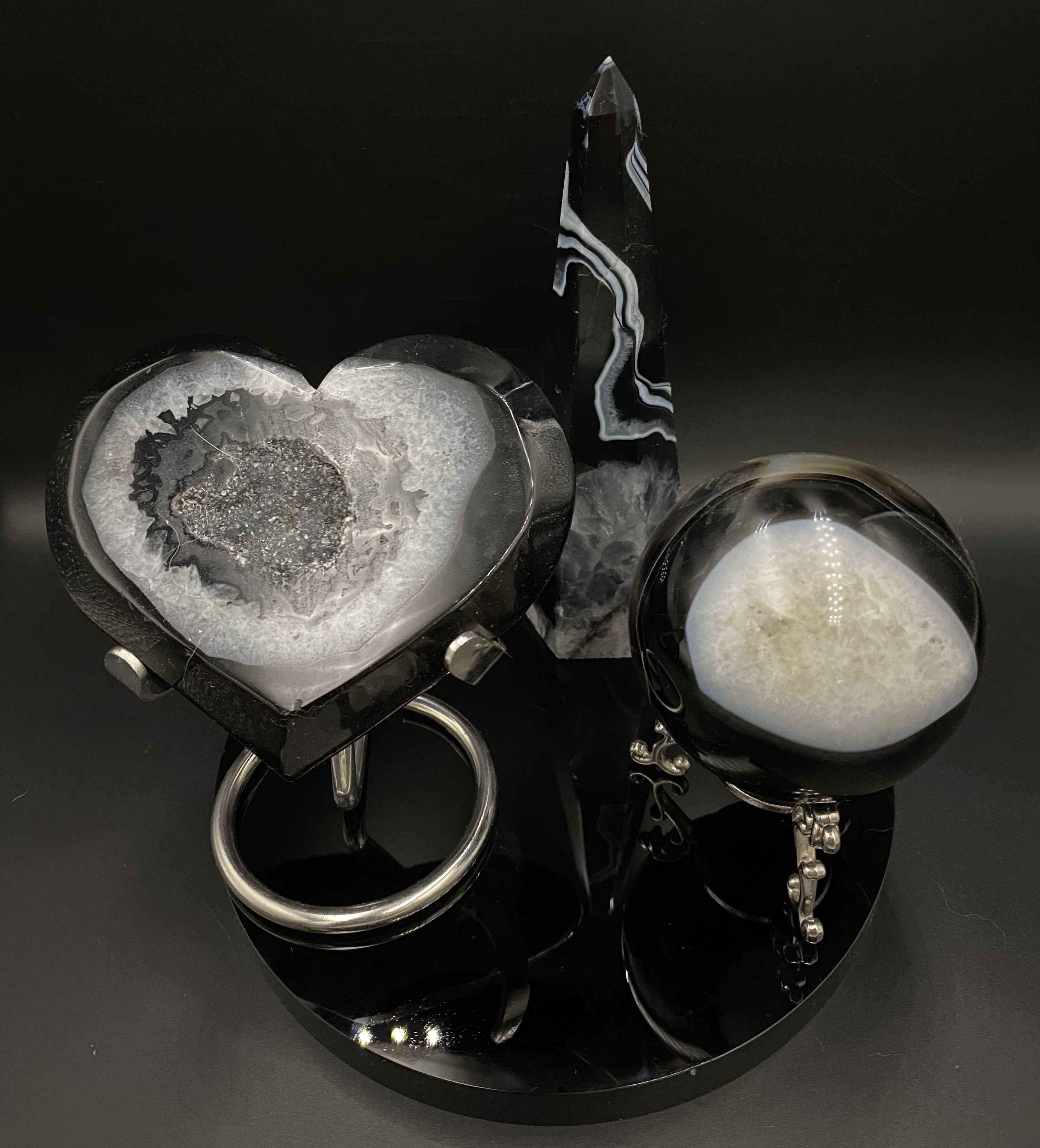 Cristale/Minerale-Agata Neagra-set decorativ din piatra semipretioasa