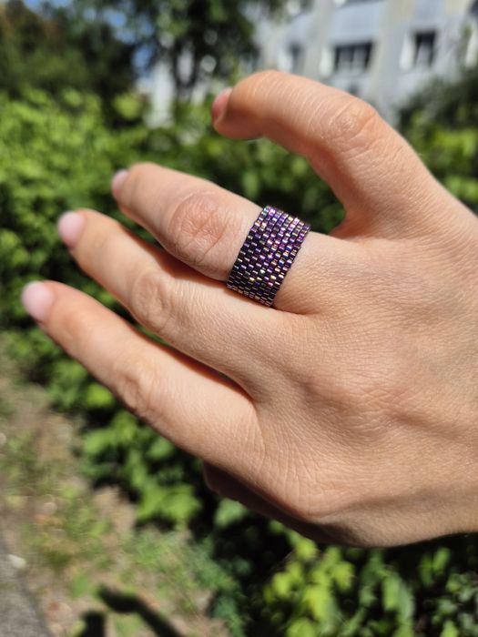 Inel handmade, cusut manual din mărgele japoneze Miyuki