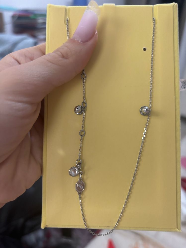 Set Swarovski,Lant si cercei cu Lebada