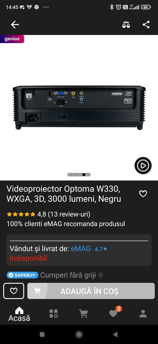 Proiector full 3D Optoma