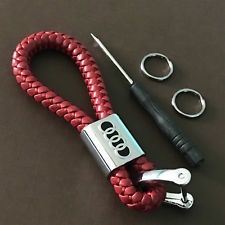 Breloc piele impletit Audi S line A1 A3 A4 A5 A6 A8 S4 S6 roșu negru