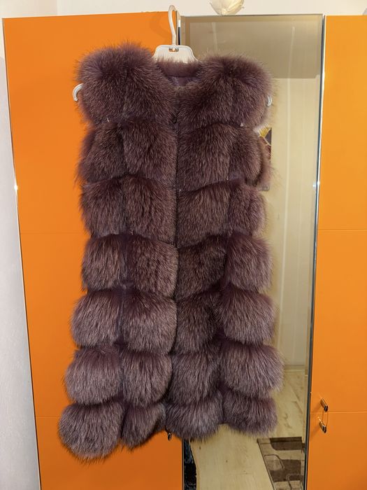 Vesta de blana de vulpe mov marime XS