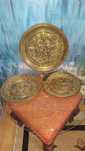 Set 3 panere vintage alamă, decor