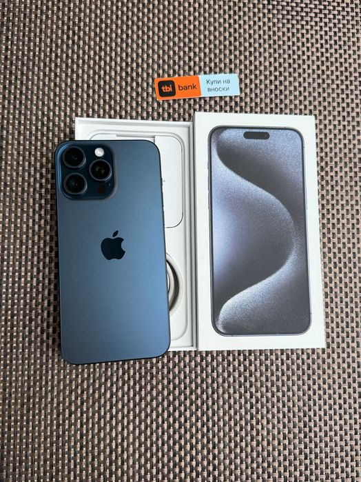 КАТО НОВ! iPhone 15 Pro MAX Лизинг от 50лв/м Blue Titanium 256Gb