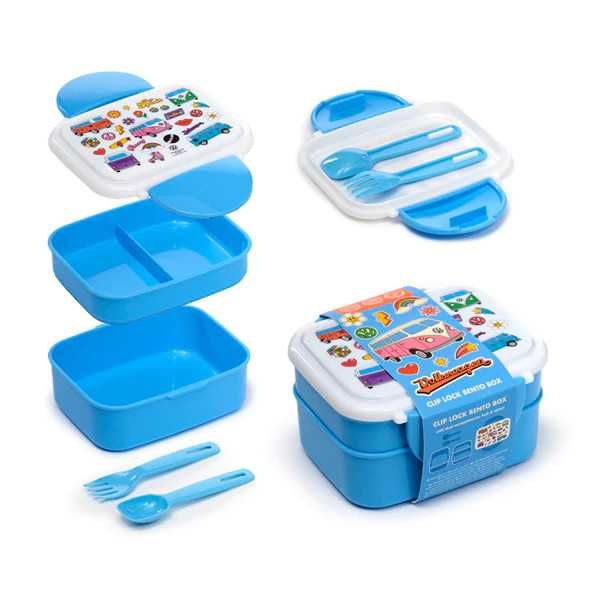 Set 2 cutii alimentare Bento Box Volkswagen T1Camper 1.85L cu tacamuri