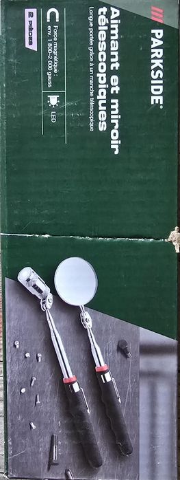 Set ParkSide – Magnet telescopic cu LED + Oglindă extensibila