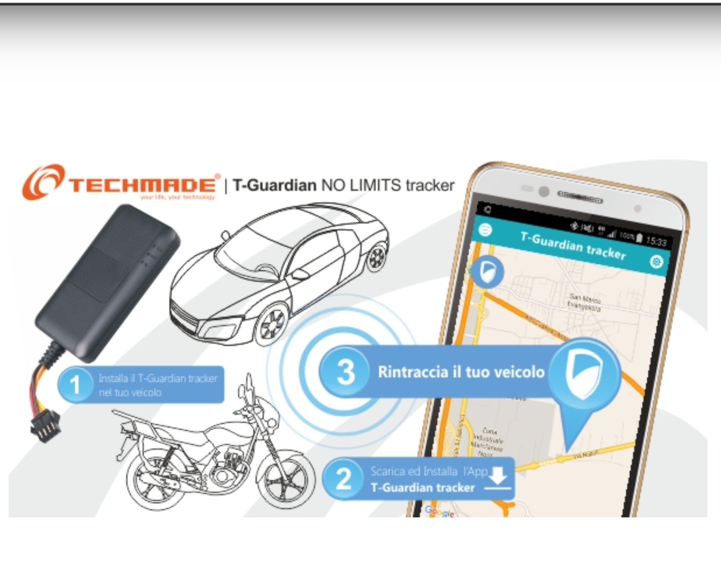 Antifurt auto GPS Tracker  moto cu sim 4G app android ios Nou